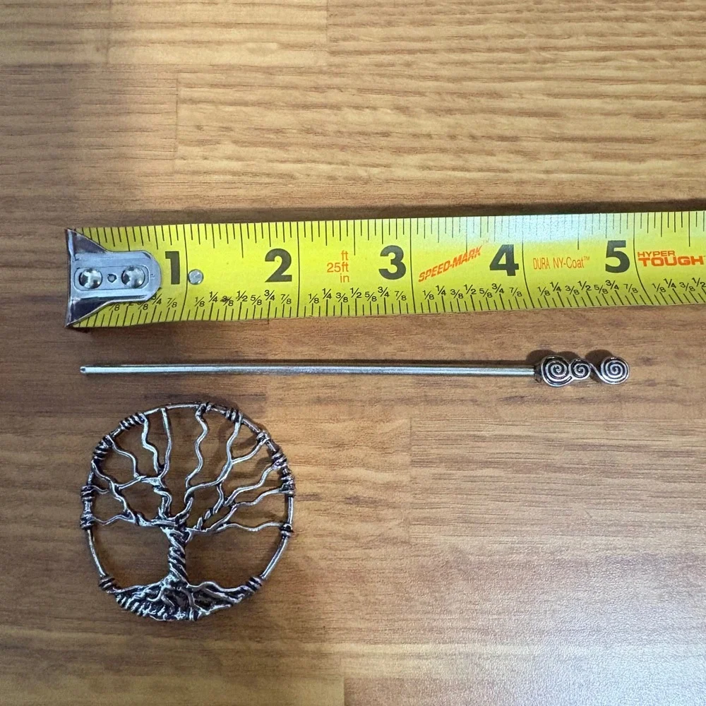 Tree of Life Hair Slide Stick Set Silver Color Celtic Style Women Boho Chic